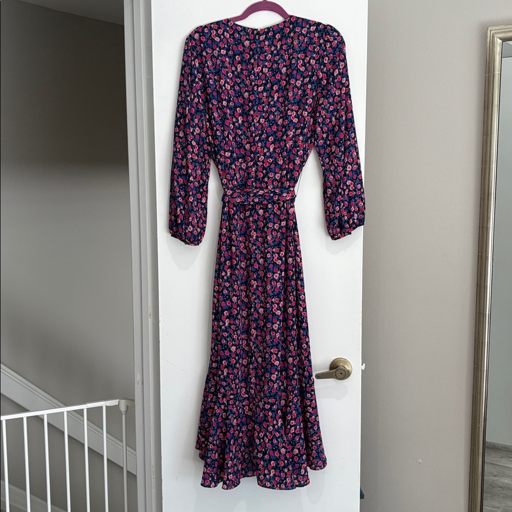 J. Crew Navy and Pink Floral Long Sleeve Dress